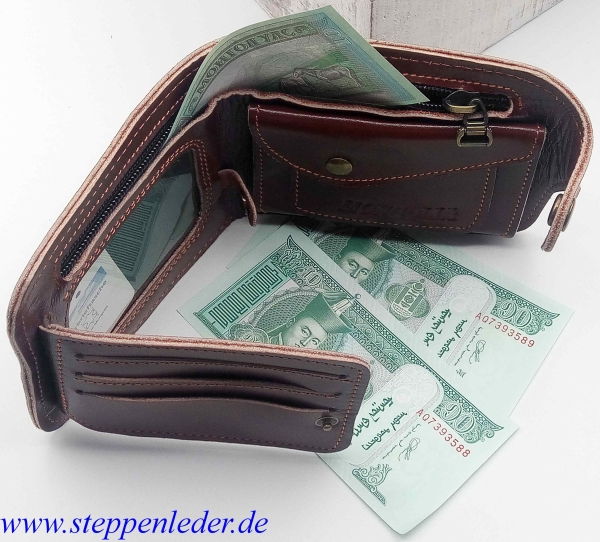 handgefertigte Brieftasche aus echten Leder in braun      praktisch, stilbewusst und langlebig